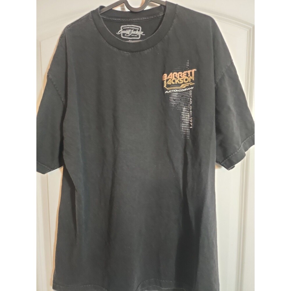 Barrett-Jackson Men's XL Black Double-Sided Graphic Cars Crew Neck T-Shirt